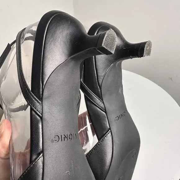 Vionic Womens Jacynda Black Kitten Heels Shoes Sz 8 Ankle Strap Pointed Toe EUC - Picture 13 of 16
